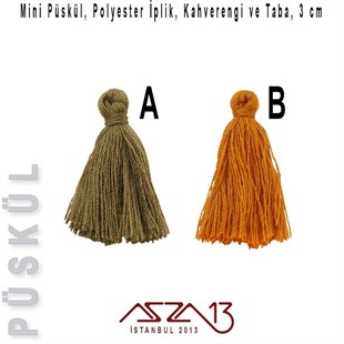 Kahve ve Taba 3 cm Mini Püskül / Paket İçeriği 5 Adet