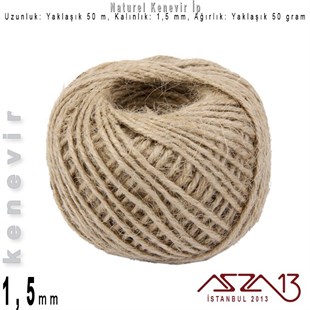 Naturel 1,5 mm Kalınlıkta Kenevir İp / 50 metre