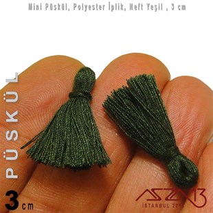 Neft Yeşil ve Zeytin Yeşil - 3 cm Mini Püskül / 5 Adet