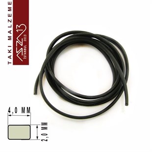 Siyah 2,00x4,00 mm Kauçuk Esnek Kordon / Paket İçeriği 1 m
