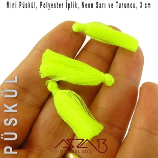 Neon Sarı ve Turuncu 3 cm Mini Püskül / Paket İçeriği 5 Adet