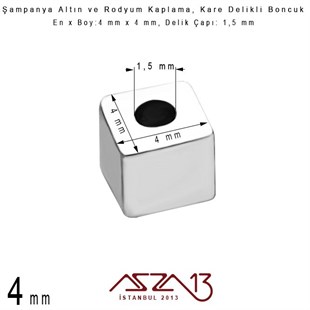 Altın ve Rodyum Kaplama - 4 mm Küp Metal Boncuk / 20 Adet