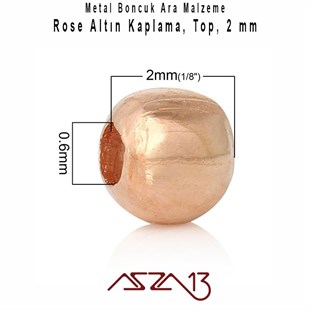 Rose Altın Kaplamalı 2 mm Kum Metal Boncuk / Paket İçeriği 200 Adet