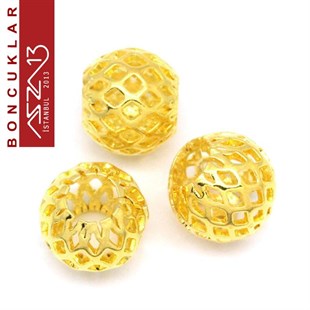 Altın Kaplamalı  10 mm Yuvarlak Bakır Boncuk / Paket İçeriği 2 Adet