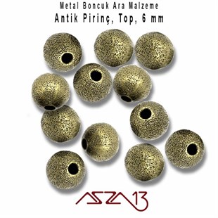 Antik Pirinç Kaplamalı 6 mm Yuvarlak Bakır Boncuk / Paket İçeriği 30 Adet