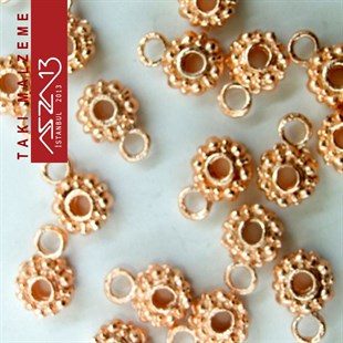 Rose Altın Kaplamalı Yuvarlak Kulplu Halka Pirinç Boncuk / Paket İçeriği 5 Adet
