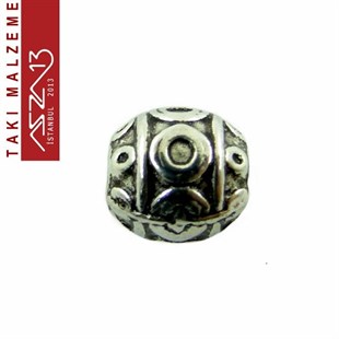 Antik Gümüş Kaplamalı Yuvarlak Delikli Boncuk / Paket İçeriği 20 Adet