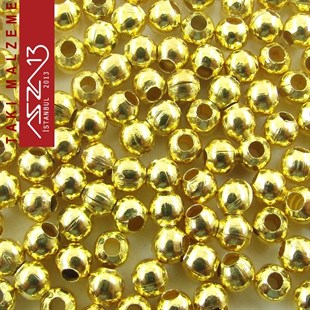 Altın Kaplamalı Delikli Küp 3 mm Demir Kum Boncuk / Paket İçeriği 180 Adet