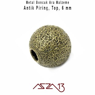 Antik Pirinç Kaplamalı 6 mm Yuvarlak Bakır Boncuk / Paket İçeriği 30 Adet