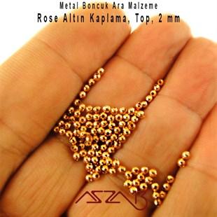 Rose Altın Kaplamalı 2 mm Kum Metal Boncuk / Paket İçeriği 200 Adet