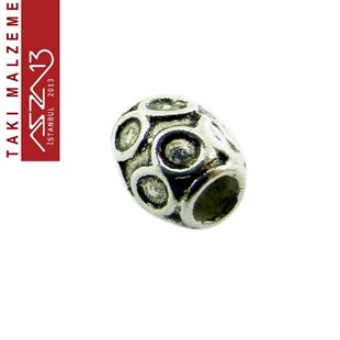 Antik Gümüş Kaplamalı Oval Delikli Boncuk / Paket İçeriği 20 Adet