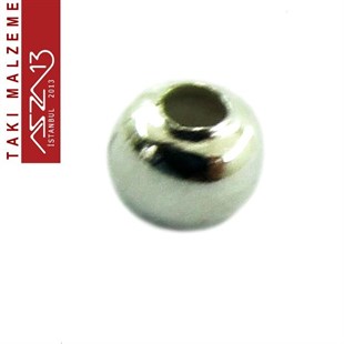 Gümüş Kaplamalı Delikli Küp 3 mm Demir Kum Boncuk / Paket İçeriği 180 Adet