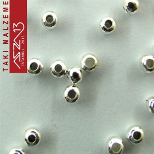 Gümüş Kaplamalı Delikli Küp 3 mm Demir Kum Boncuk / Paket İçeriği 180 Adet