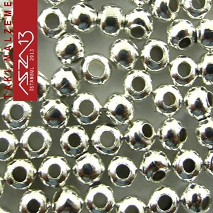Gümüş Kaplamalı Delikli Küp 3 mm Demir Kum Boncuk / Paket İçeriği 180 Adet