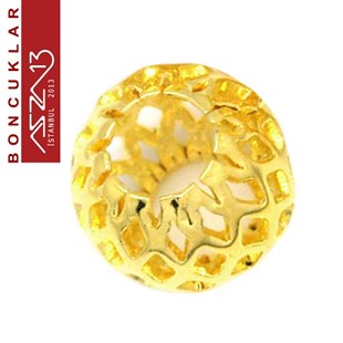 Altın Kaplamalı  10 mm Yuvarlak Bakır Boncuk / Paket İçeriği 2 Adet