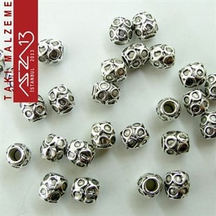 Antik Gümüş Kaplamalı Oval Delikli Boncuk / Paket İçeriği 20 Adet
