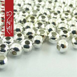Gümüş Kaplamalı Delikli Küp 3 mm Demir Kum Boncuk / Paket İçeriği 180 Adet