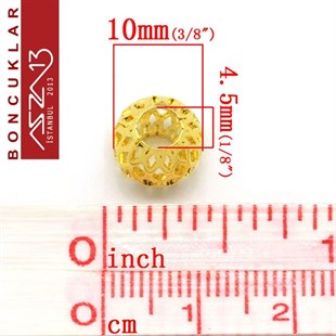 Altın Kaplamalı  10 mm Yuvarlak Bakır Boncuk / Paket İçeriği 2 Adet