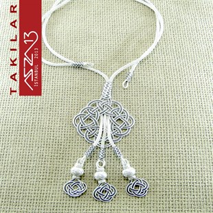 Kazaziye Aşk Düğümü Motifli Oksitli Gümüş Kolye