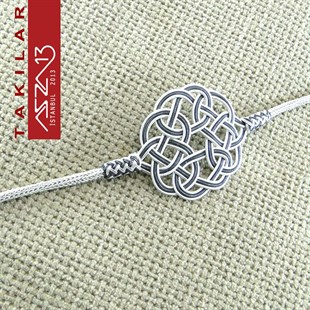 Kazaziye Oksitli Gümüş Aşk Düğümü Motifli Bileklik