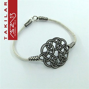 Kazaziye Oksitli Gümüş Aşk Düğümü Motifli Bileklik