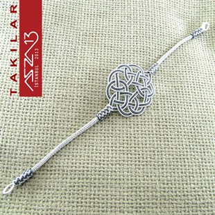 Kazaziye Oksitli Gümüş Aşk Düğümü Motifli Bileklik