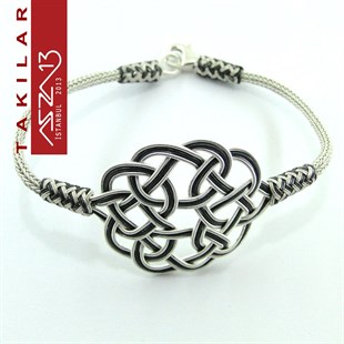 Kazaziye Oksitli Gümüş Aşk Düğümü Motifli Bileklik
