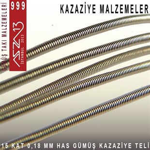 15 Kat (18 Mikron Telden), 140 cm, 1000K Gümüş Kazaziye Teli / Paket İçeriği 1 Adet