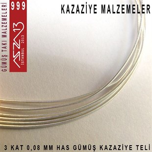 3 Kat (8 Mikron Telden), 140 cm, 1000K Gümüş Kazaziye Teli / Paket İçeriği 1 Adet