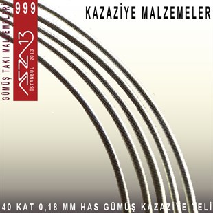 40 Kat (18 Mikron Telden), 140 cm, 1000K Gümüş  Kazaziye Teli / Paket İçeriği 1 Adet