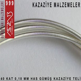 40 Kat (18 Mikron Telden), 140 cm, 1000K Gümüş  Kazaziye Teli / Paket İçeriği 1 Adet