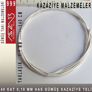 40 Kat (18 Mikron Telden), 140 cm, 1000K Gümüş  Kazaziye Teli / Paket İçeriği 1 Adet