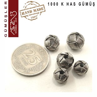 7x9 mm Çaplarında 1000K Eskitilmiş Gümüş Kazaziye Top / Paket İçeriği 1 Adet