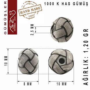 8x10 mm Çaplarında 1000K Oksitli Gümüş Kazaziye Top / Paket İçeriği 1 Adet