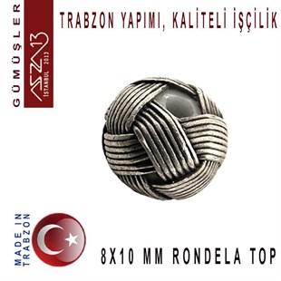 8x10 mm Çaplarında 1000K Eskitilmiş Gümüş Kazaziye Top / Paket İçeriği 1 Adet