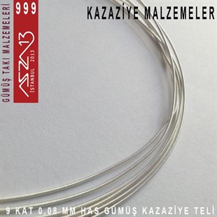 9 Kat (8 Mikron Telden), 140 cm, 1000K Gümüş Kazaziye Teli / Paket İçeriği 1 Adet