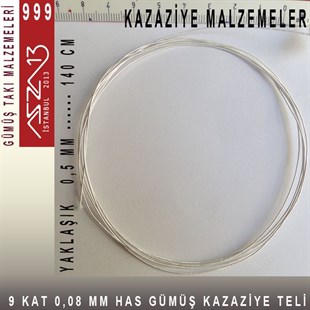 9 Kat (8 Mikron Telden), 140 cm, 1000K Gümüş Kazaziye Teli / Paket İçeriği 1 Adet