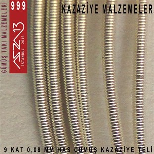 9 Kat (8 Mikron Telden), 140 cm, 1000K Gümüş Kazaziye Teli / Paket İçeriği 1 Adet