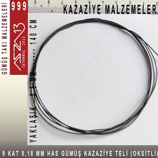 9 Kat (18 Mikron Telden), 140 cm, 1000K Gümüş Oksitli Kazaziye Teli / Paket İçeriği 1 Adet
