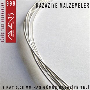 9 Kat (8 Mikron Telden), 140 cm, 1000K Gümüş Kazaziye Teli / Paket İçeriği 1 Adet