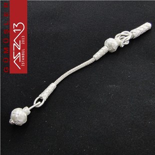 Tek Top Sallantılı 9 cm 1000 K Sade Gümüş Elişi Kazaziye Püskül