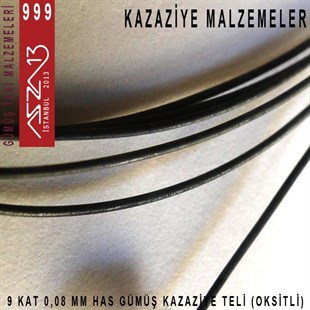9 Kat (8 Mikron Telden), 140 cm, 1000K Gümüş Oksitli Kazaziye Teli / Paket İçeriği 1 Adet