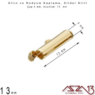 Altın / Gümüş Kaplama, 13 mm Slider Kilit Kapama / Paket İçeriği 2 Adet