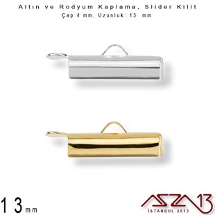 Altın / Gümüş Kaplama, 13 mm Slider Kilit Kapama / Paket İçeriği 2 Adet