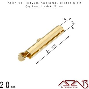 Altın / Gümüş Kaplama, 20 mm Slider Kilit Kapama / Paket İçeriği 2 Adet