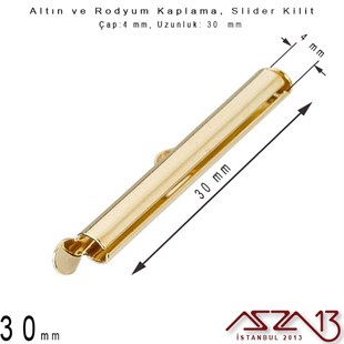 Altın / Gümüş Kaplama, 30 mm Slider Kilit Kapama / Paket İçeriği 2 Adet