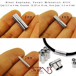Gümüş Kaplama,Yuvalı Mıknatıslı Kilit / Paket İçeriği 1 Adet