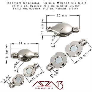Rodyum Kaplama, Kulplu Mıknatıslı Kilit / Paket İçeriği 1 Adet