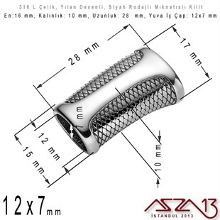 Siyah Rodaj 316L Çelik Mıknatıslı Yassı Silindirik Kilit / Paket İçeriği 1 Adet