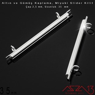 Altın / Gümüş Kaplama, 35 mm Miyuki Slider Kilit Kapama / Paket İçeriği 2 Adet